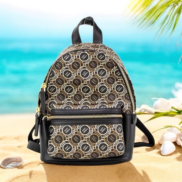 Marc Jacobs Handbags - Marc Jacobs  Signet New Black Multi Monogram Backpack with Leather Unisex